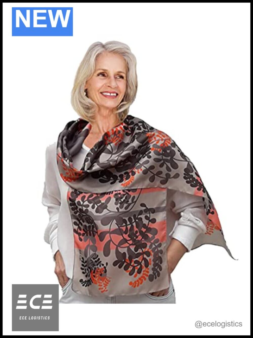 100% Silk Floral Scarf Hand Painted Wearable Art Women Gift